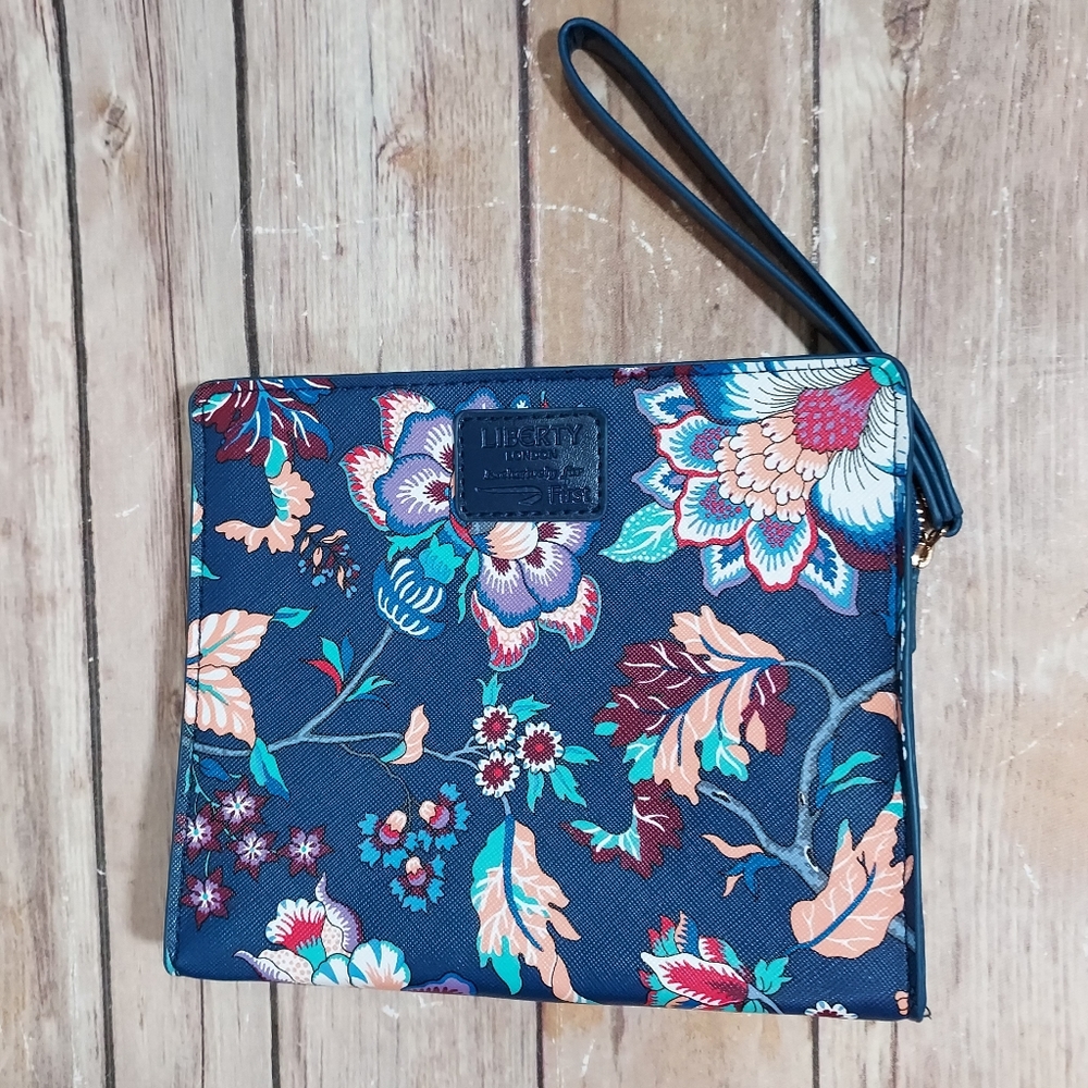Liberty London blue floral bag wristlet